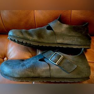 Men’s Birkenstock “London” oiled leather loafers.